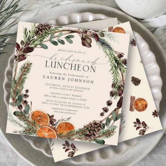 Elegant Boho Greenery Citrus Bridesmaids Luncheon Invitation (Bridesmaids Luncheon Invitation!)