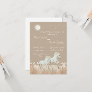 elegant boho horses wedding invitation