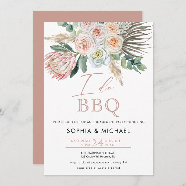 Elegant Boho I do BBQ Engagement Party  Invitation (Front/Back)