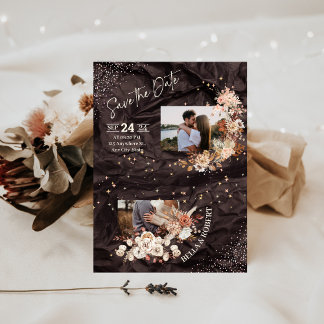 “Elegant Boho Invitations Decorated with Gold Star