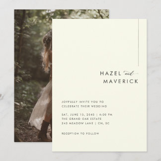 Elegant Boho Ivory Photo Wedding Invitation