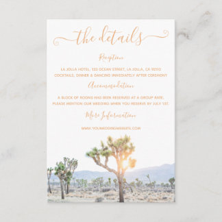 Elegant Boho Joshua Tree Greenery Wedding Details Enclosure Card