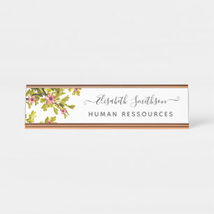 Elegant Boho Liberty Custom Professional Floral Desk Name Plate