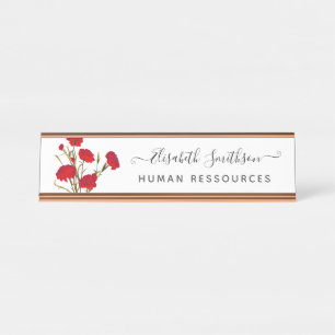 Elegant Boho Liberty Custom Professional Floral Desk Name Plate