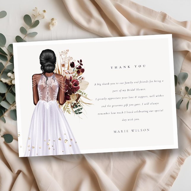 Elegant Boho Lilac Wedding Gown Bridal Shower Thank You Card (Creator Uploaded)