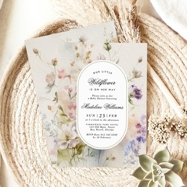 Elegant Boho Little Wildflower Baby Shower Invitation (Creator Uploaded)