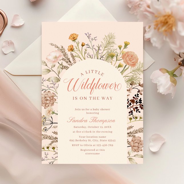 Elegant Boho Little Wildflower Baby Shower Invitation (Creator Uploaded)