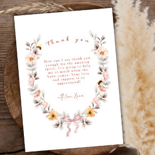 Elegant Boho Little Wildflower Wreath Baby Shower Thank You Card