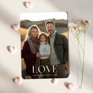 Elegant Boho Love Family Kids Photo Valentines Holiday Card