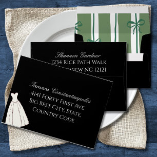 Elegant Boho Minimalist Black & White Wedding Envelope