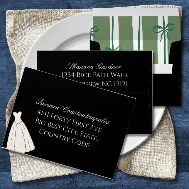 Elegant Boho Minimalist Black & White Wedding Envelope (Creator Uploaded)
