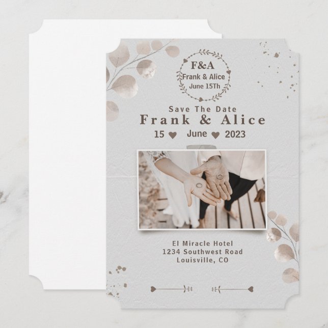 Elegant Boho Modern Save the date  (Front/Back)