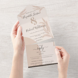 Elegant Boho Modern Wedding RSVP All In 1 One Invitation