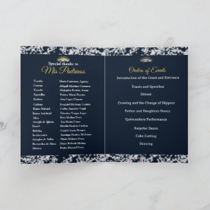 Elegant Boho Navy Silver Quinceañera Spanish Program