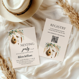 Elegant Boho Nesting Party Bird Baby Shower Invitation