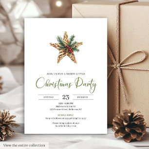 Elegant Boho Neutral Botanical Festive Christmas  Invitation