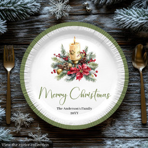 Elegant Boho Neutral Colors Christmas Wreath Plate