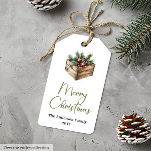 Elegant Boho Neutral Earthy Christmas Holiday Tags