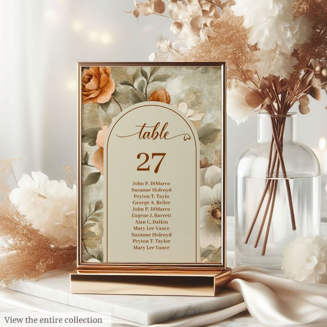 Elegant Boho Neutral Ivory Sage Floral Wedding  Table Number (Elegant Boho Neutral Ivory Sage Floral Wedding Table Number

)