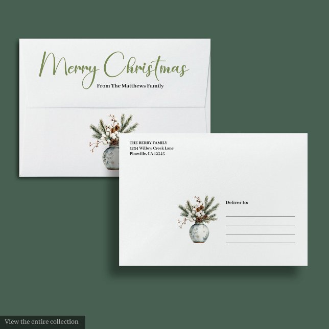 Elegant Boho Neutral Scandinavian Christmas Mailer Envelope (Elegant Boho Neutral Scandinavian Christmas Mailer)