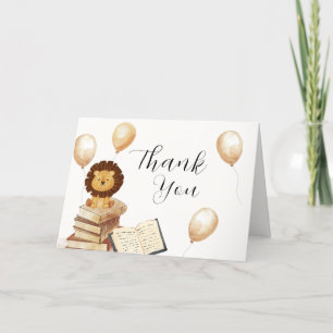 Elegant Boho New Chapter Lion Balloon Baby Shower Thank You Card
