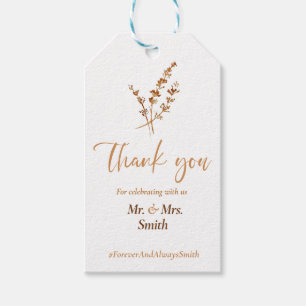 Elegant Boho Orange Flowers Wedding Favours Tags