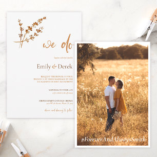 Elegant Boho Orange Flowers Wedding invitation