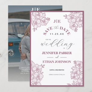 Elegant Boho Orchid Botanical Photo Wedding Save The Date