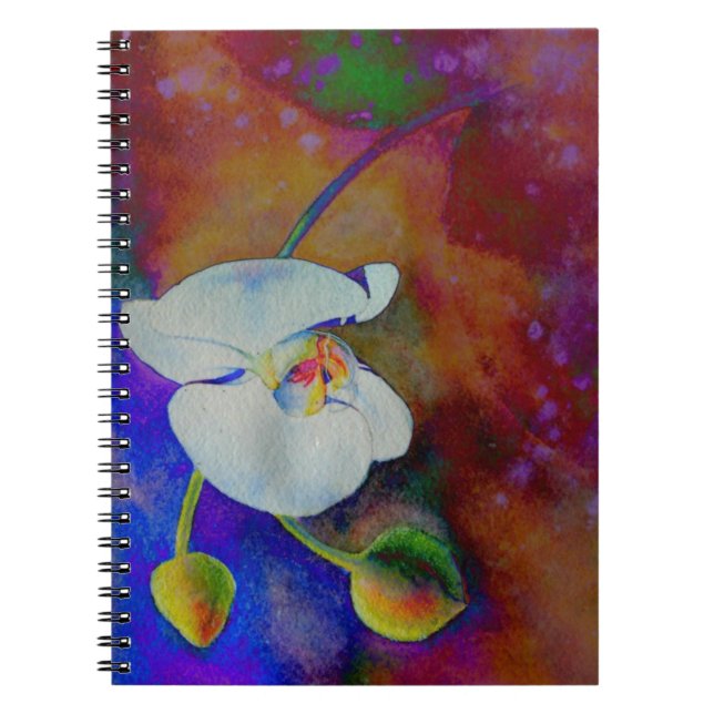 Elegant boho orchid watercolor painting notebook (Front)
