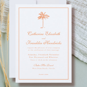 Elegant Boho Palm Tree Tropical Wedding Invitation