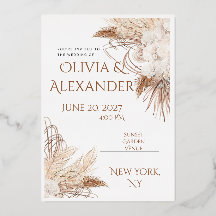 Elegant Boho Pampas Grass Wedding Invitation Templ
