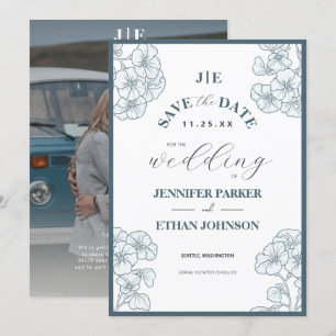 Elegant Boho Pansy Botanical Photo Wedding Save The Date