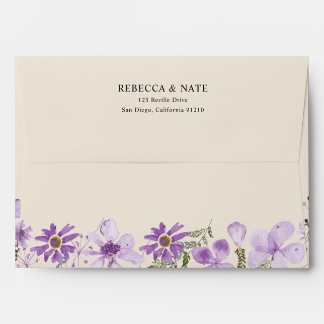 Elegant Boho Pastel Florals 5x7 Card Envelope (Back (Top Flap))