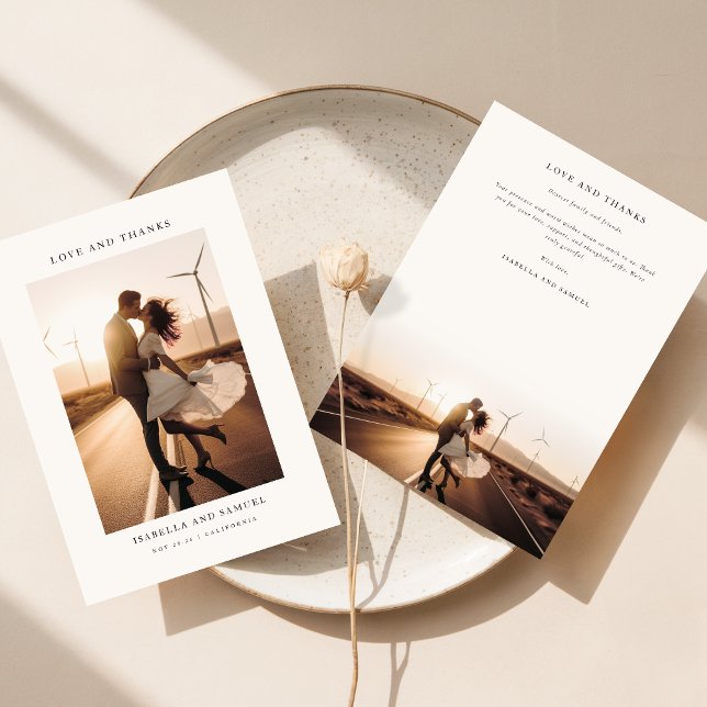 Elegant Boho Photo Wedding Thank You Card (Creator Uploaded)