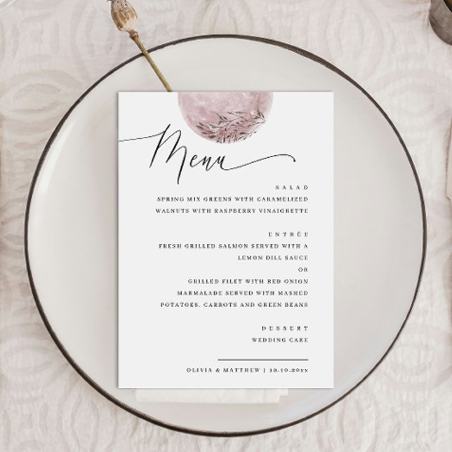Elegant Boho Pink Blush Moon | Wedding Dinner Menu (Creator Uploaded)