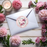 Elegant Boho Pink Carnations Floral Return Address Classic Round Sticker<br><div class="desc">Add a refined finishing touch to envelopes, invitations, and gifts with this personalised carnation floral round address sticker seal. Designed to coordinate seamlessly with matching stationery, this classic round sticker brings timeless floral elegance to both special occasions and everyday mail. The design features an open-ended floral wreath arranged along the...</div>