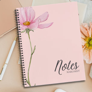 Elegant Boho Pink Flower Minimal Stylish Notebook