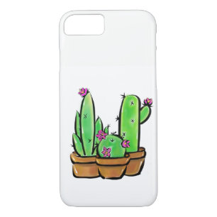 Elegant boho pink flowering cacti succulents  iPhone 8/7 case