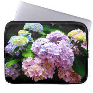 Elegant boho pink purple blue florals hydrangeas laptop sleeve