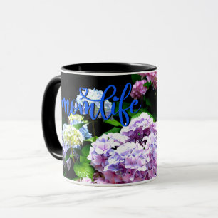 Elegant boho pink purple blue florals hydrangeas mug
