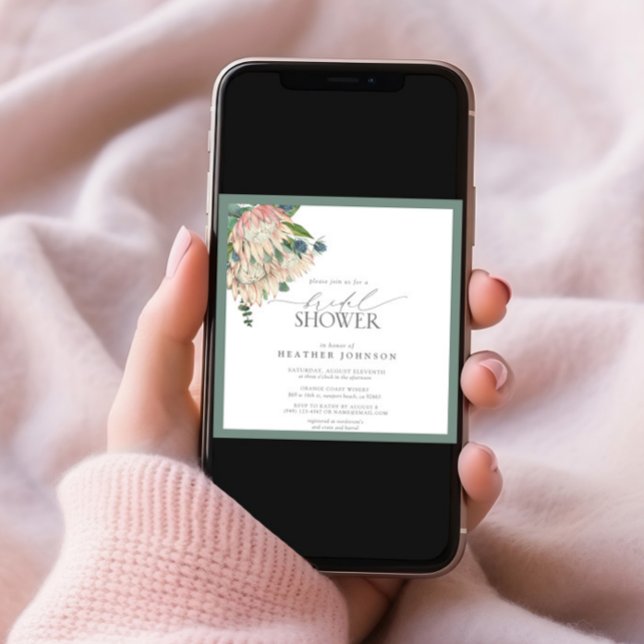 Elegant Boho Protea Watercolor Bridal Shower Invitation (Creator Uploaded)