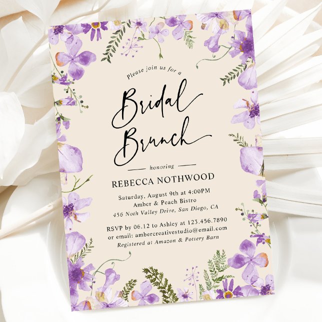 Elegant Boho Purple Bridal Brunch Invitation (Creator Uploaded)