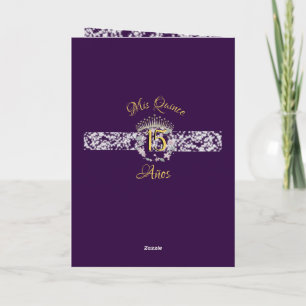 Elegant Boho Purple Silver Quinceañera Spanish Program