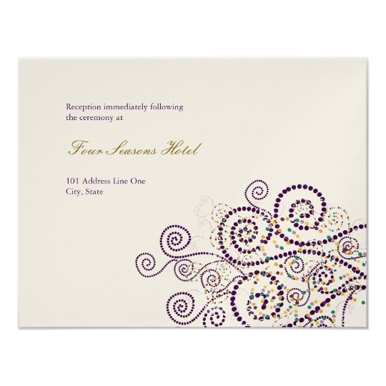 Elegant Boho Purple Spirals Wedding Reception Card
