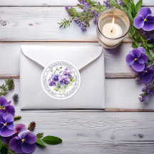 Elegant Boho Purple Violets Floral Return Address