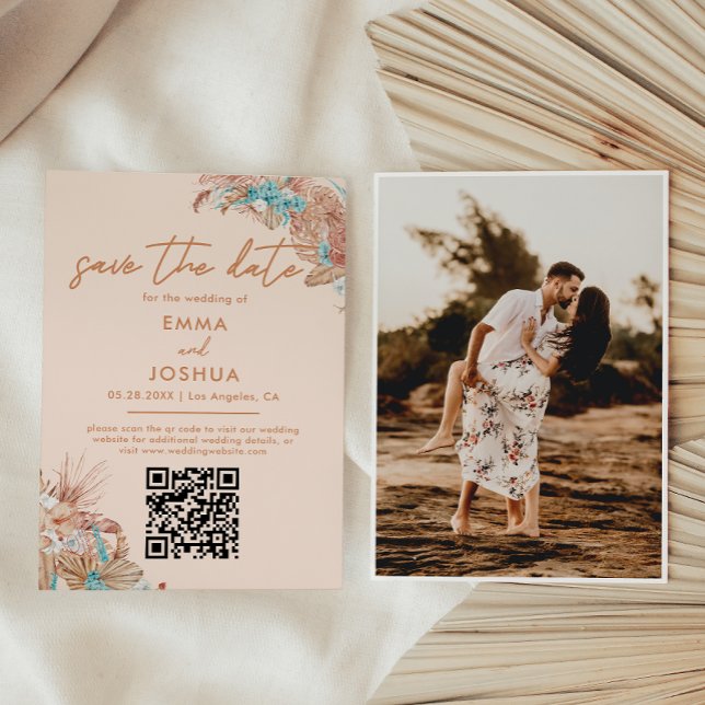 Elegant Boho QR Code Wedding Save The Date (Creator Uploaded)