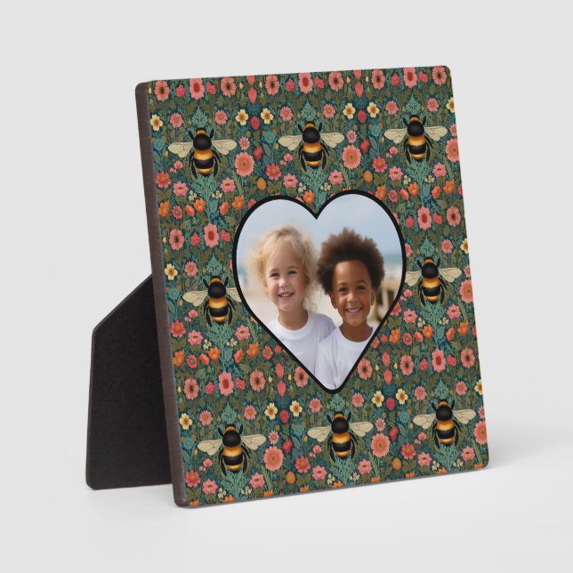 Elegant boho retro bumblebee spring florals  plaque (Front)