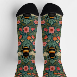 Elegant boho retro bumblebee spring florals  socks