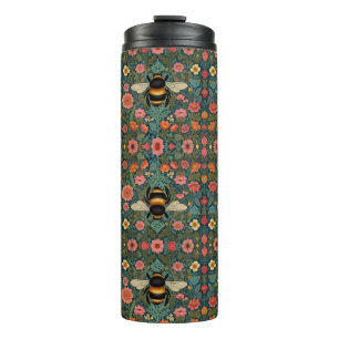 Elegant boho retro bumblebee spring florals thermal tumbler