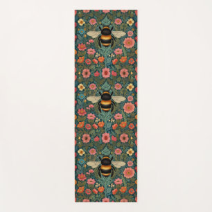 Elegant boho retro bumblebee spring florals  yoga mat
